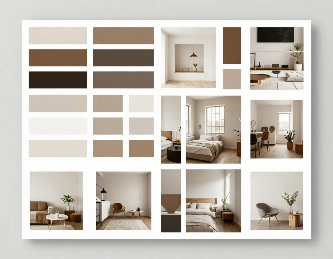 Mood board creation session with color swatches and inspiration images